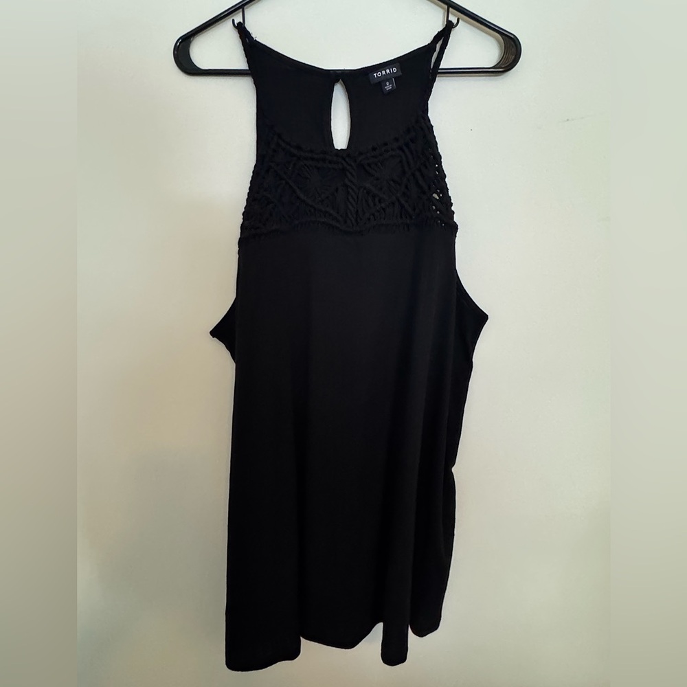 NEW Torrid Black Crochet Detail Sleeveless Tunic Tank